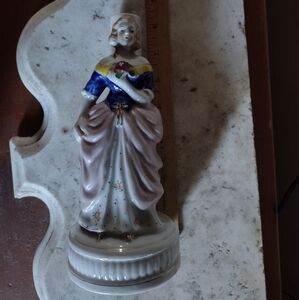 Lady Porcelain Lamp Base Occupied Japan Pink And Blue